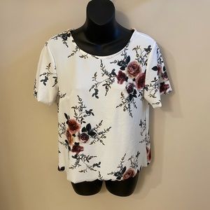 White Floral Blouse with Scalloped Design